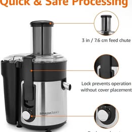Amazon Basics Centrifugal Juicer - Wide Mouth Juice Extractor with 3-Inch Feed Chute