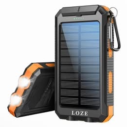 LOZE Solar Charger Power Bank - Portable Solar Energy with LED Flashlight & Compass