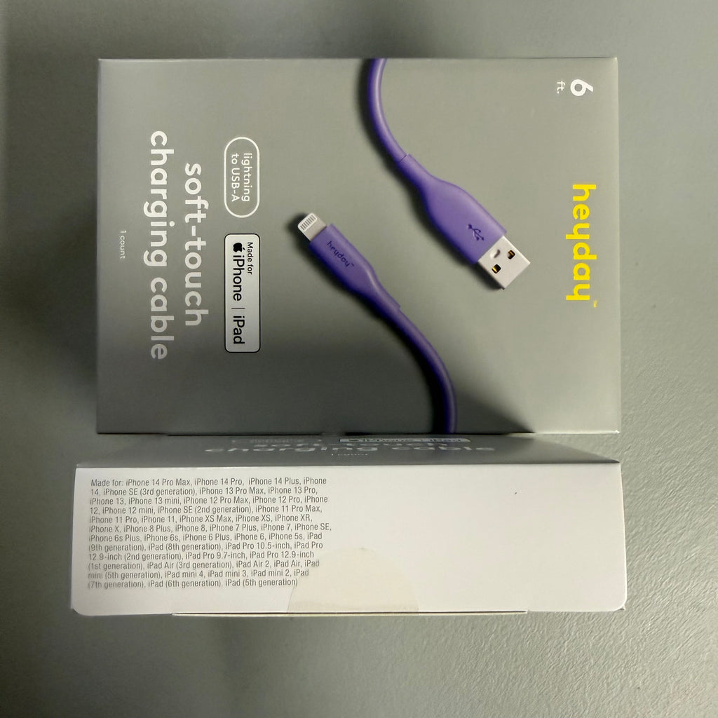 Heyday 6ft Soft-Touch Lightning to USB-A Charging Cable - Purple