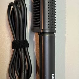 Hair Straightener Brush - 2-in-1 Heated Straightening Brush with Dual Bristles