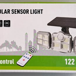 Solar Motion Sensor Light - 122 SMD LEDs with Remote Control - Open Box Like New