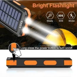 LOZE Solar Charger Power Bank - Portable Solar Energy with LED Flashlight & Compass