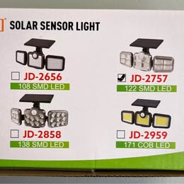Solar Motion Sensor Light - 122 SMD LEDs with Remote Control - Open Box Like New