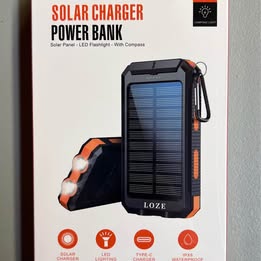 LOZE Solar Charger Power Bank - Portable Solar Energy with LED Flashlight & Compass