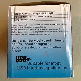 LED Starry Projection Light - RGB USB Powered - Open Box Like New