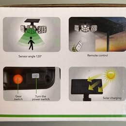 Solar Motion Sensor Light - 122 SMD LEDs with Remote Control - Open Box Like New