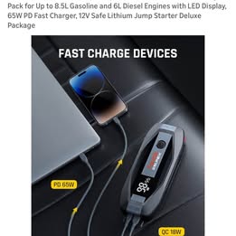 Fanttik T8 APEX 2000A Jump Starter - 20000mAh Power Bank with 65W PD Fast Charge