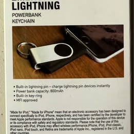POWERCEL Emergency Lightning Power Bank Keychain - 800mAh MFi Certified