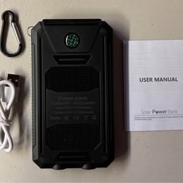 SAFE SPEED Solar Power Bank with Flashlight & Compass - 10000mAh Portable Charger (Open Box)