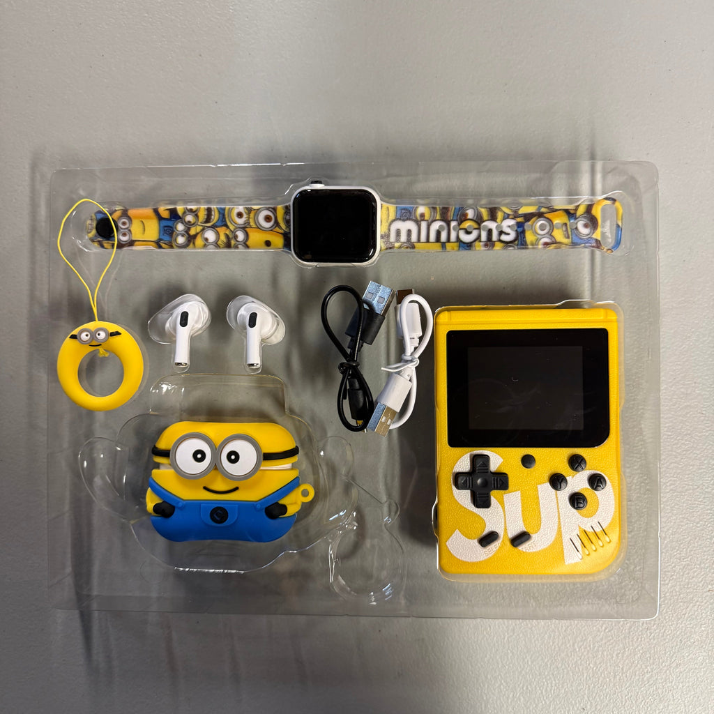 Minions 4-in-1 Gift Set - Watch, Earbuds, Game Console & Case GT-67 (Open Box, Like New)