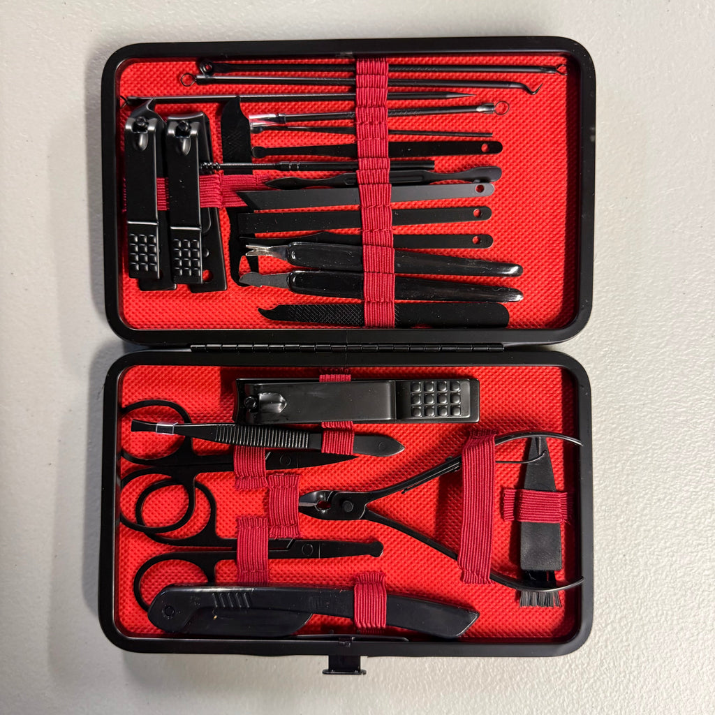 Professional Manicure Pedicure Set - 18-Piece Nail Care Kit with Travel Case (Open Box, Like New)