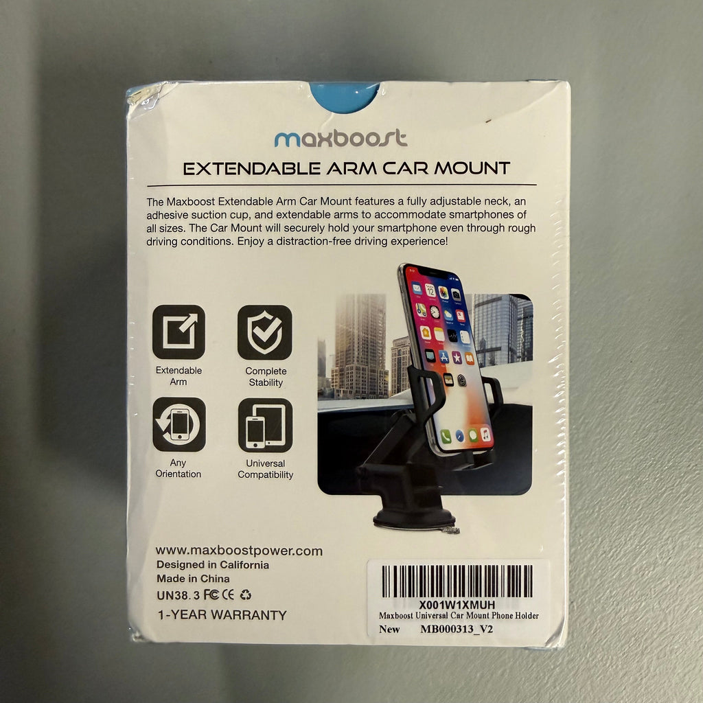 Maxboost Extendable Arm Car Mount - Universal Phone Holder with Suction Cup (Brand New, Sealed)