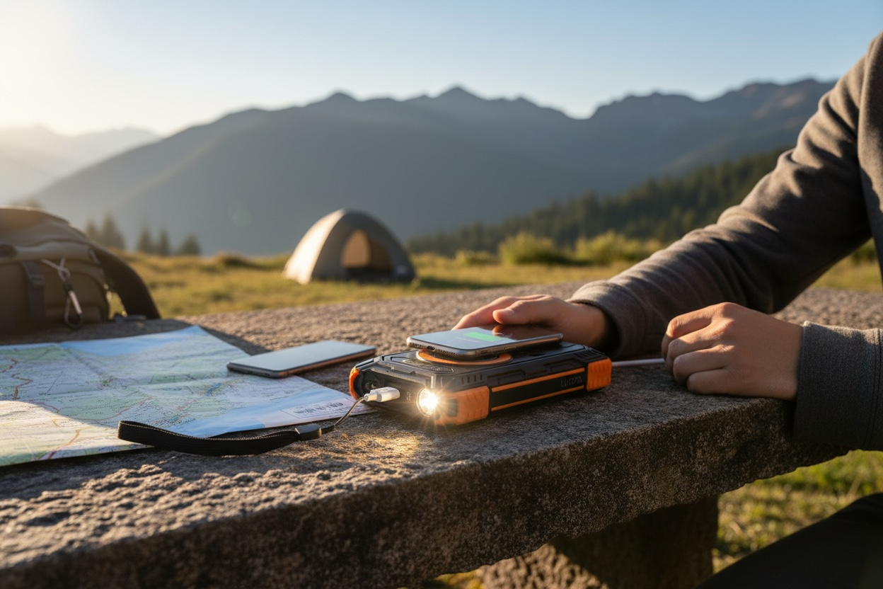 LUHOTA 49800mAh Solar Power Bank - Wireless Charging with LED Flashlight