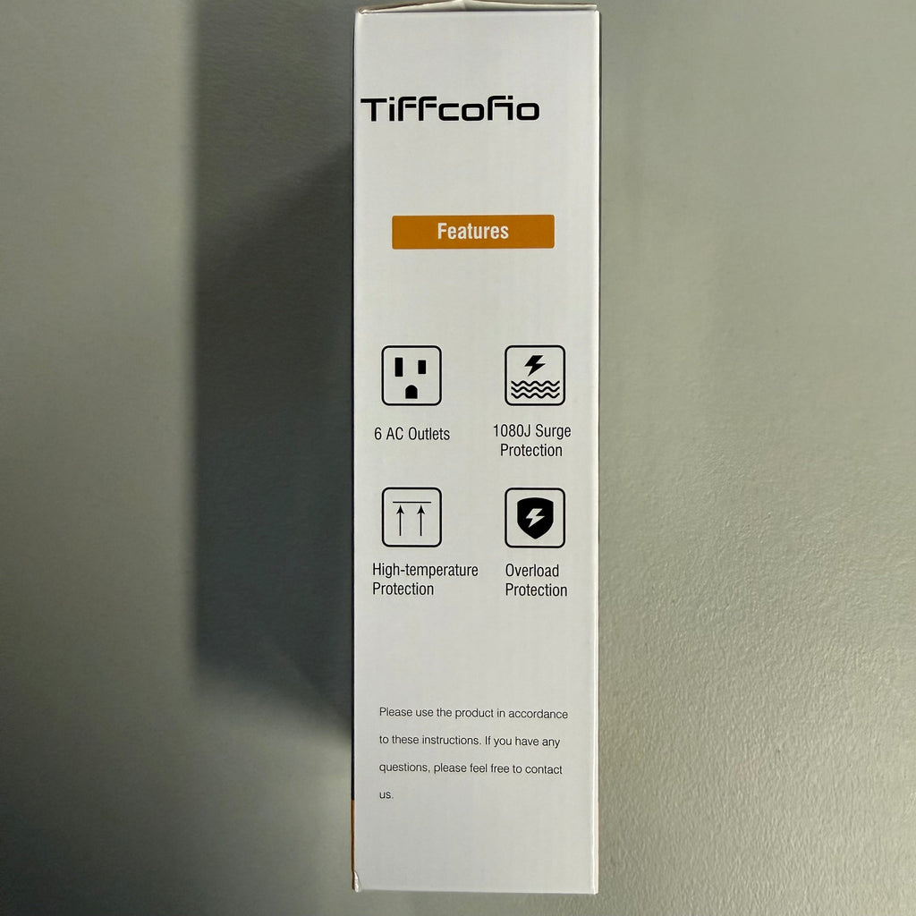TiFFcoFio Power Strip - 6 Outlet Surge Protector with 4 Feet Cord (Brand New, Sealed)