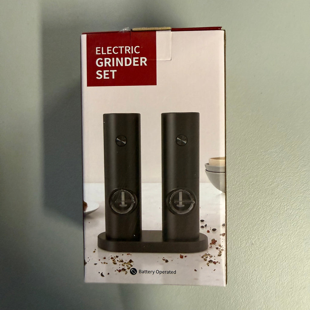 Electric Salt and Pepper Grinder Set - Battery Operated with Adjustable Coarseness & Stand (Brand New, Sealed)