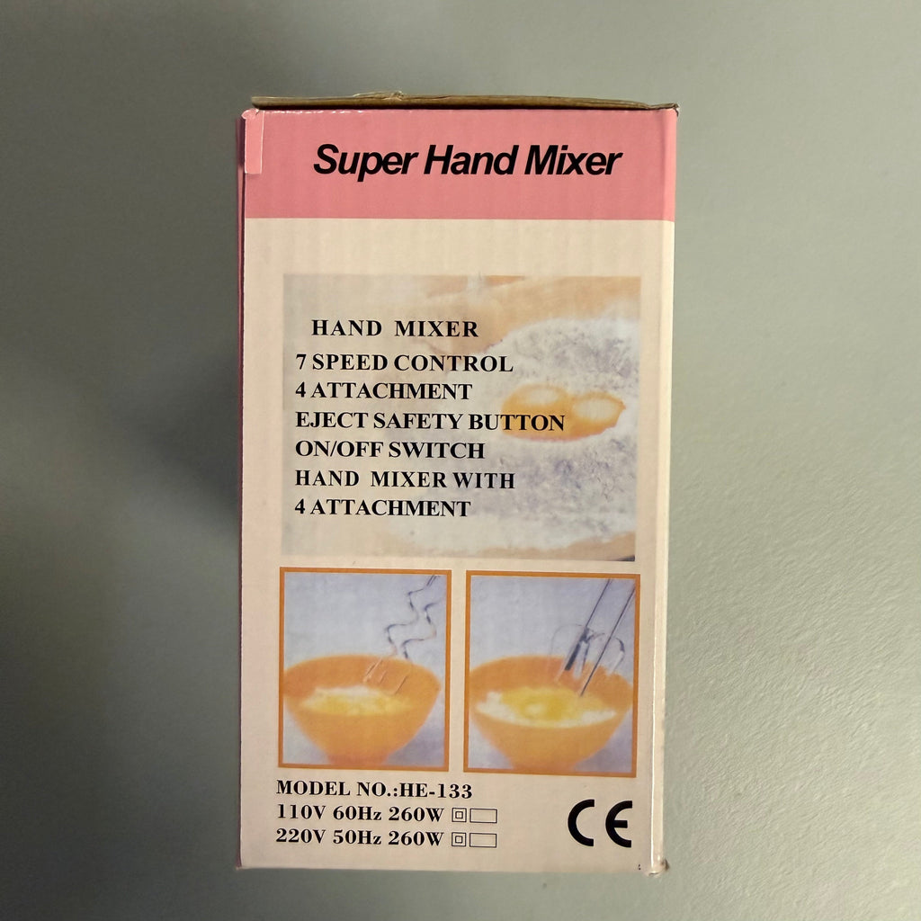 Super Hand Mixer - 7-Speed Electric Hand Mixer with 4 Attachments (Open Box, Like New)