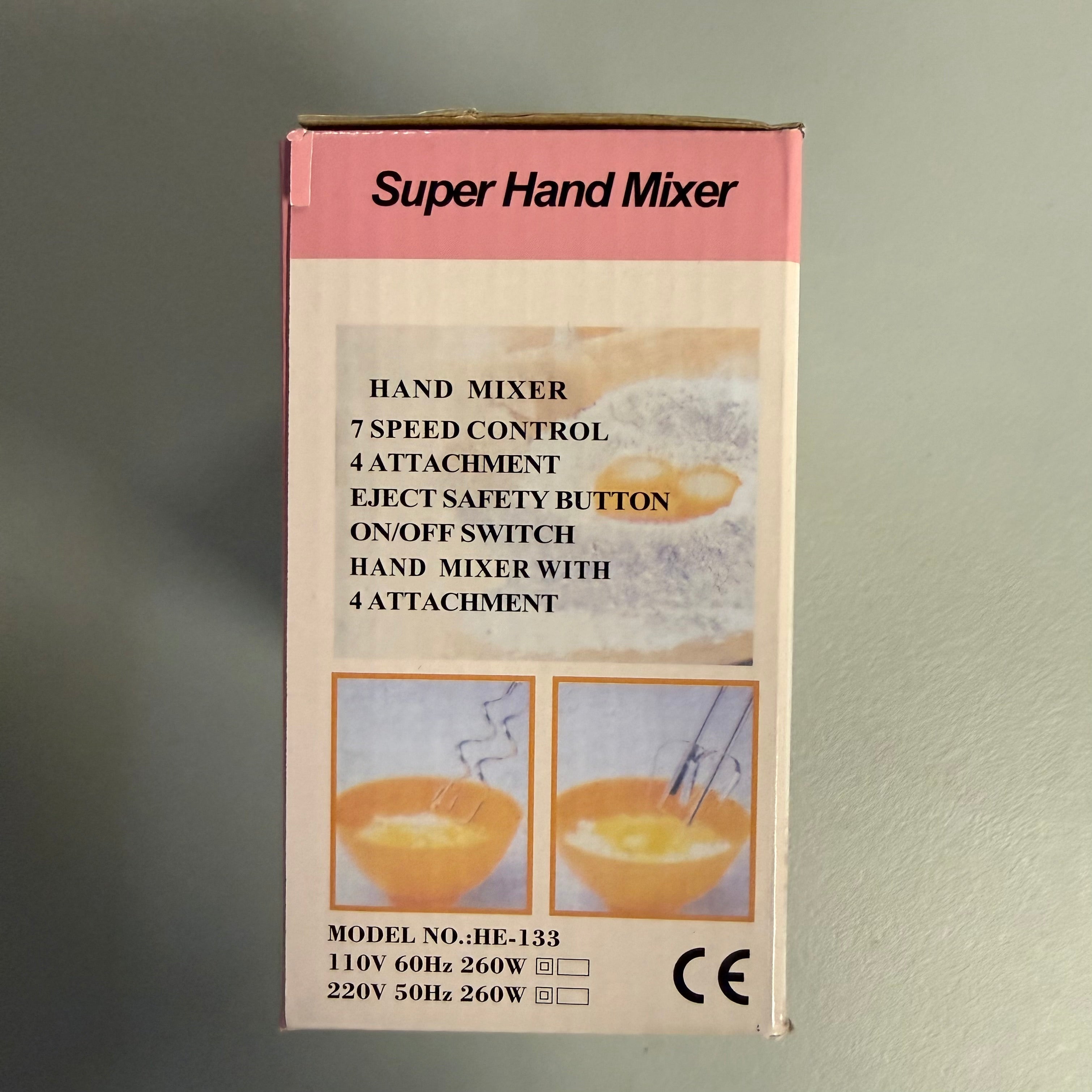 Super Hand Mixer - 7-Speed Electric Hand Mixer with 4 Attachments (Open Box, Like New)