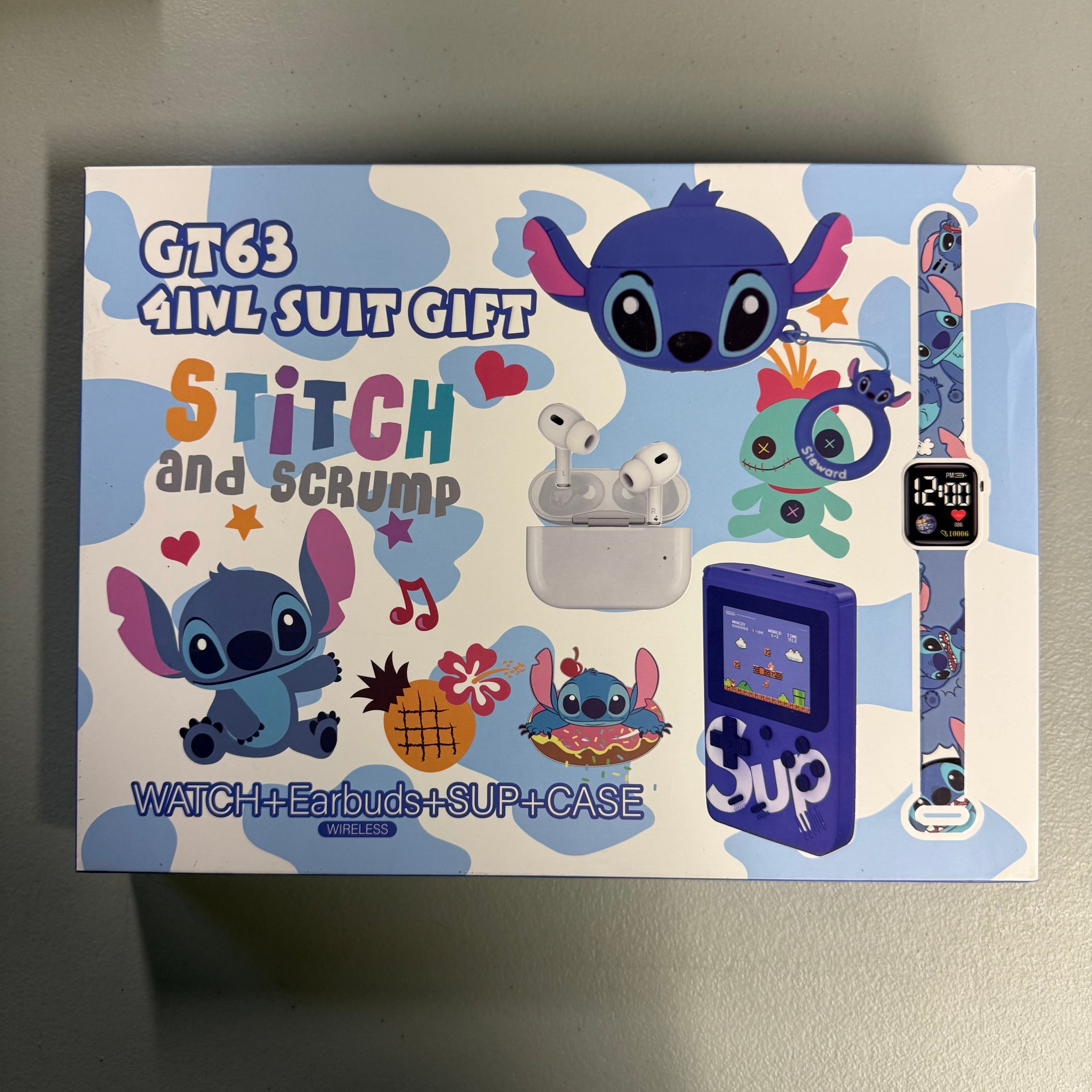 Stitch & Scrump 4-in-1 Gift Set - Watch, Earbuds, Game Console & Case GT-63 (Open Box, Like New)