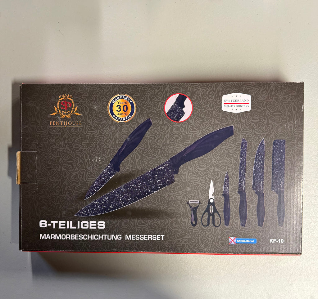 Penthouse 6-Piece Marble Coating Knife Set - Open Box Like New