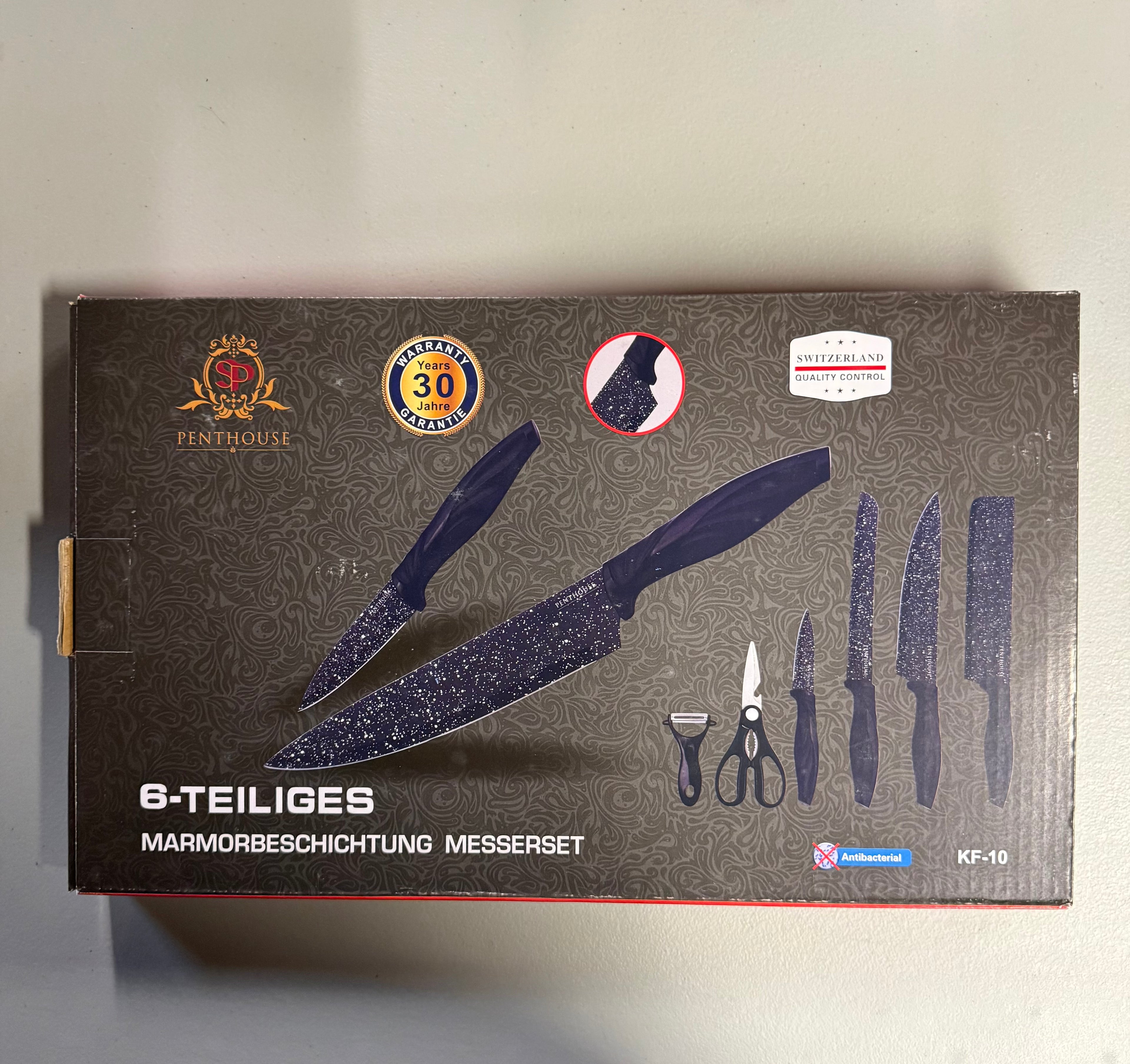 Penthouse 6-Piece Marble Coating Knife Set - Open Box Like New