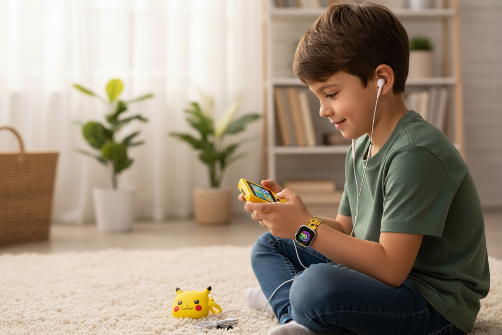 Pikachu GT-74 4-in-1 Gift Set - Smartwatch, Earbuds, Handheld Game & Case (Open Box)