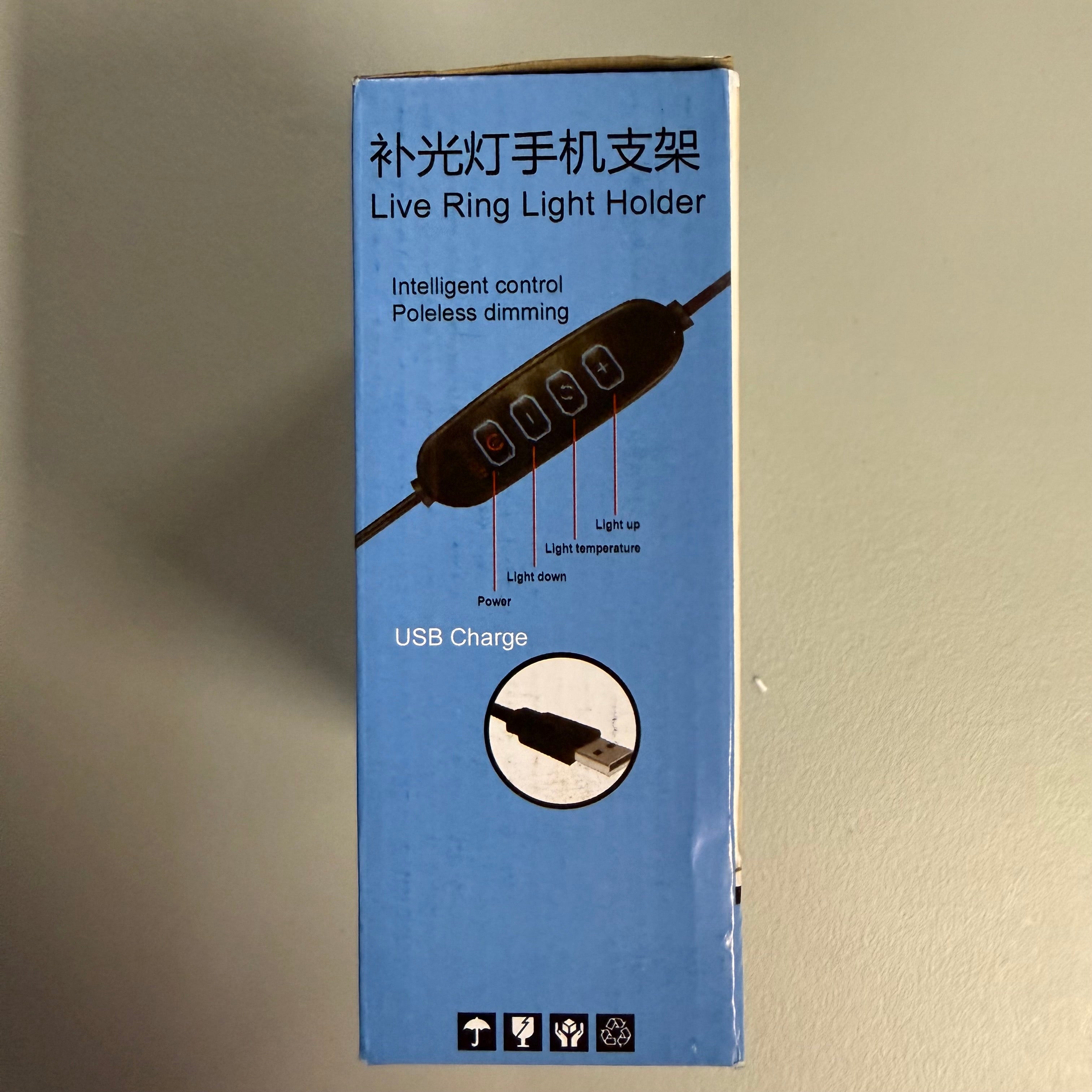 Live Ring Light with Phone Holder & Desktop Stand (Open Box Like New)