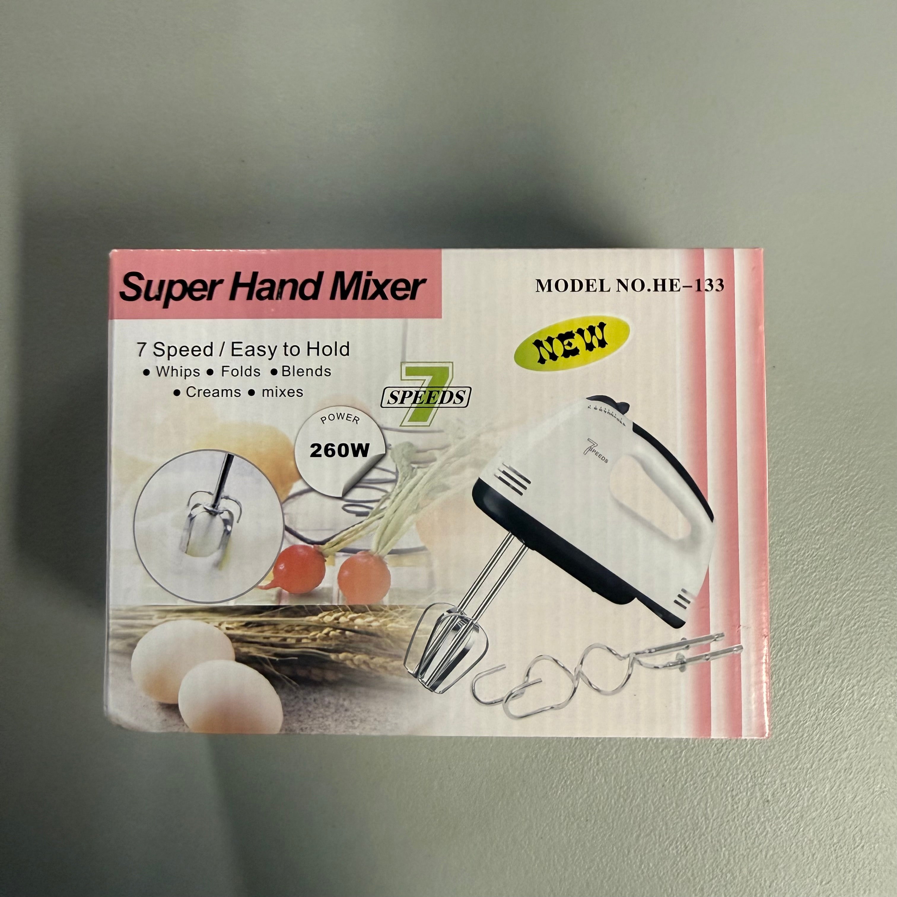 Super Hand Mixer - 7-Speed Electric Hand Mixer with 4 Attachments (Open Box, Like New)