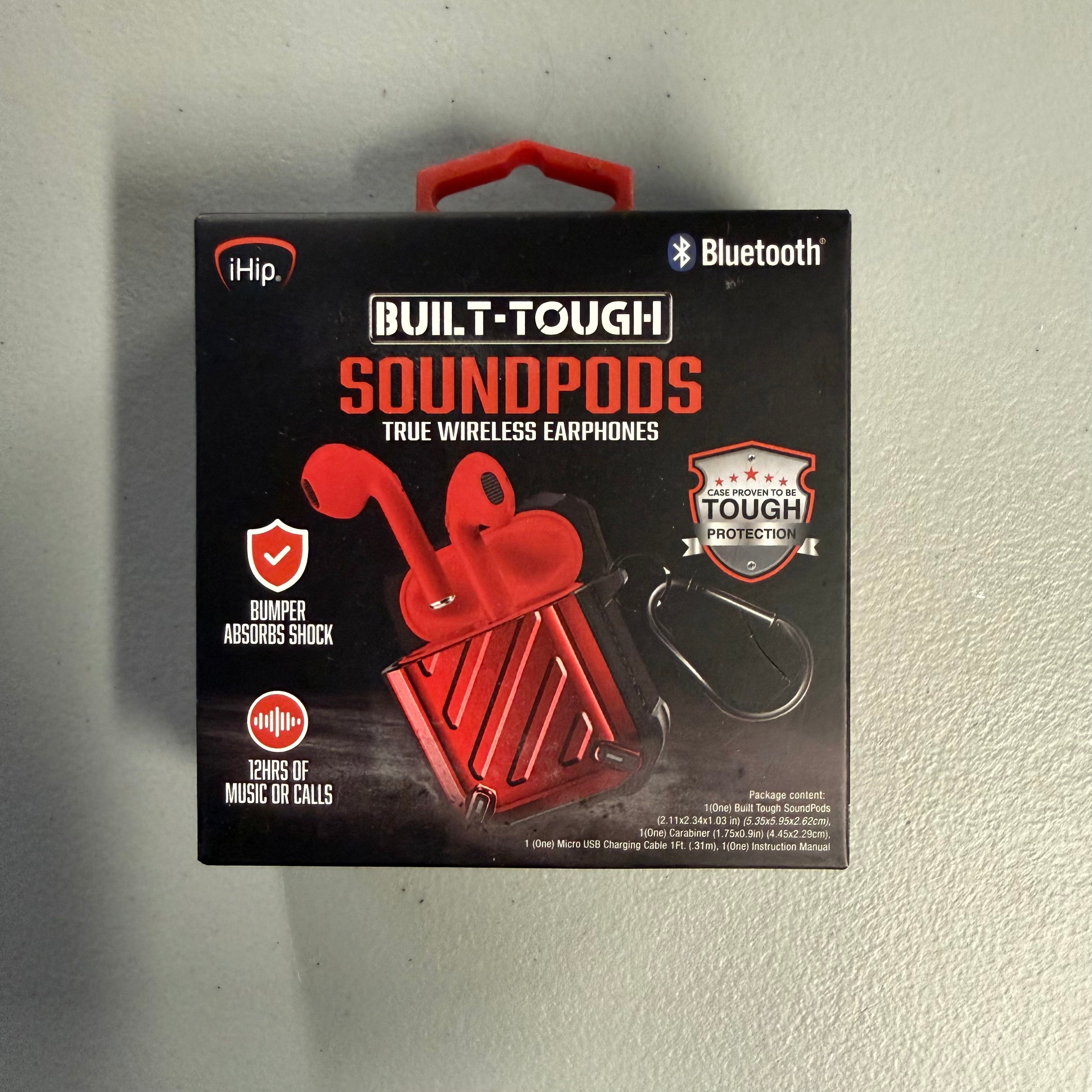 iHip Built-Tough Soundpods - True Wireless Bluetooth Earphones with Rugged Case (Brand New, Sealed)