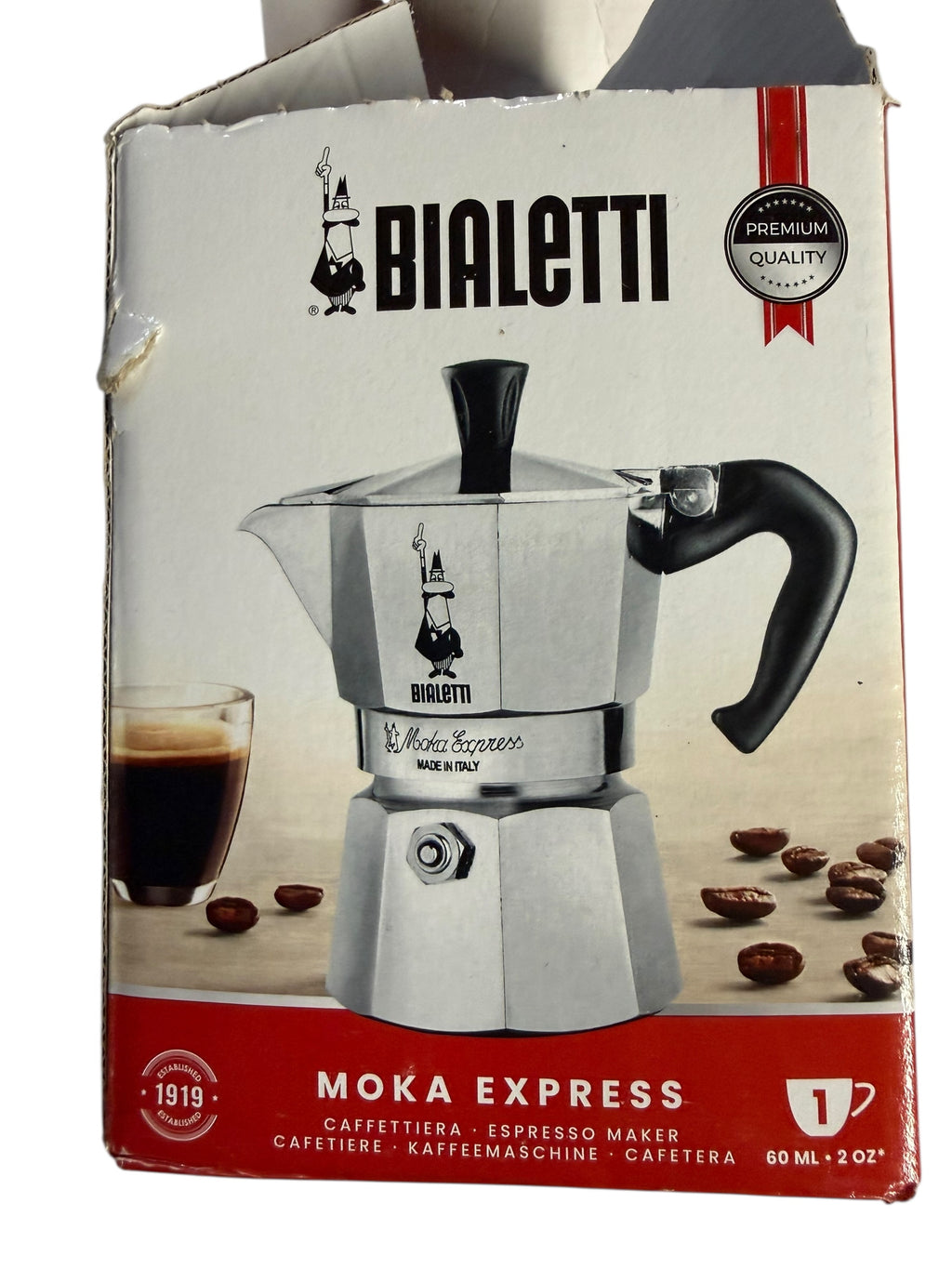 Bialetti Moka Express 1-Cup Espresso Maker - Open Box Like New