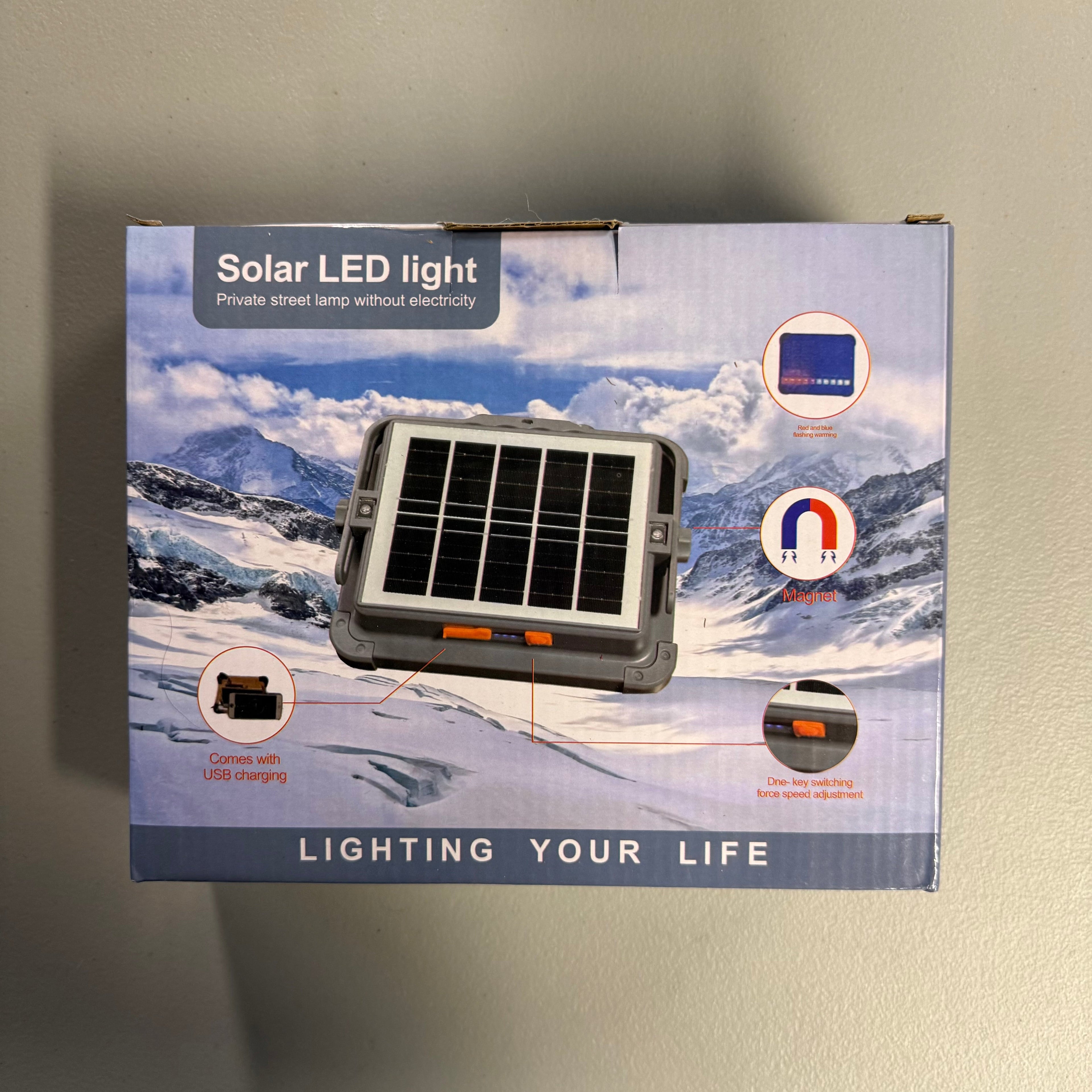 Solar LED Light - 300 LED Outdoor Street Lamp with USB Charging (Open Box, Like New)
