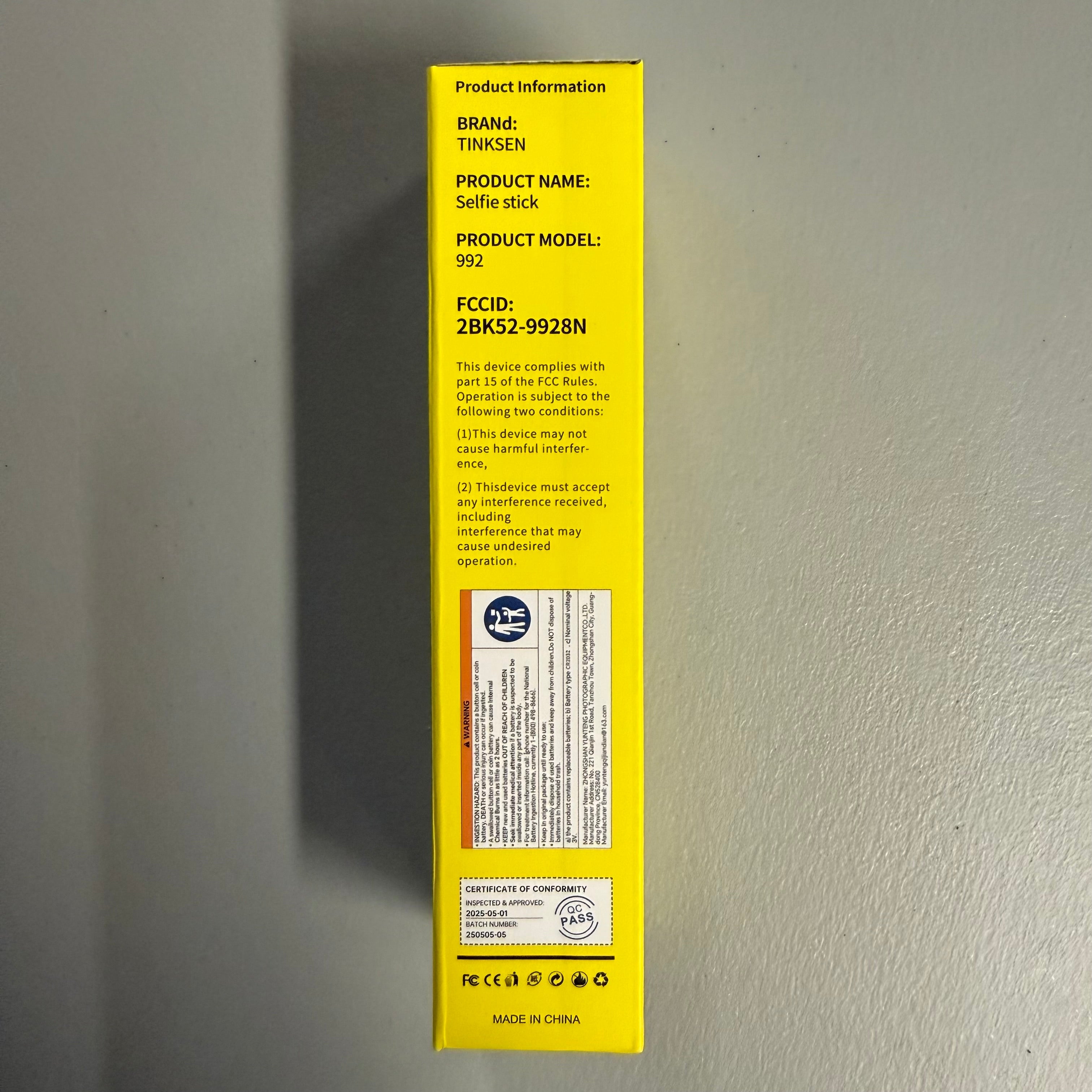 Tinksen Bluetooth Selfie Stick with Tripod Model 992 - Open Box Like New