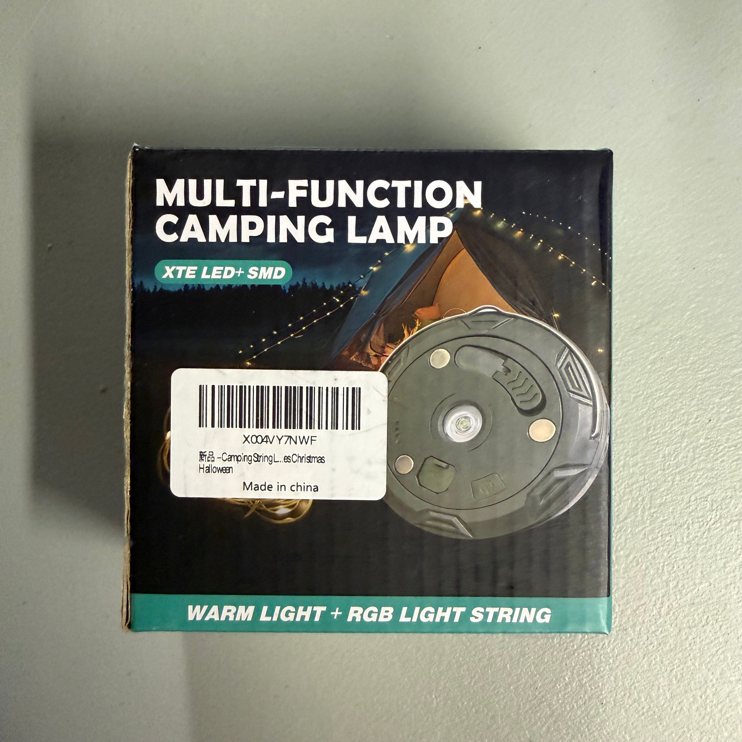 Multi-Function Camping Lamp with RGB Light String & Power Bank - HL-986 (Open Box, Like New)