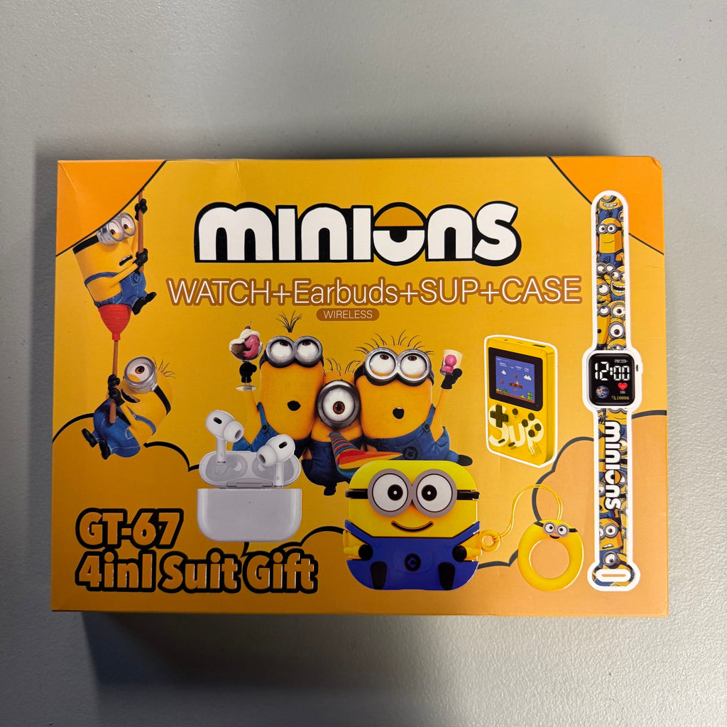 Minions 4-in-1 Gift Set - Watch, Earbuds, Game Console & Case GT-67 (Open Box, Like New)