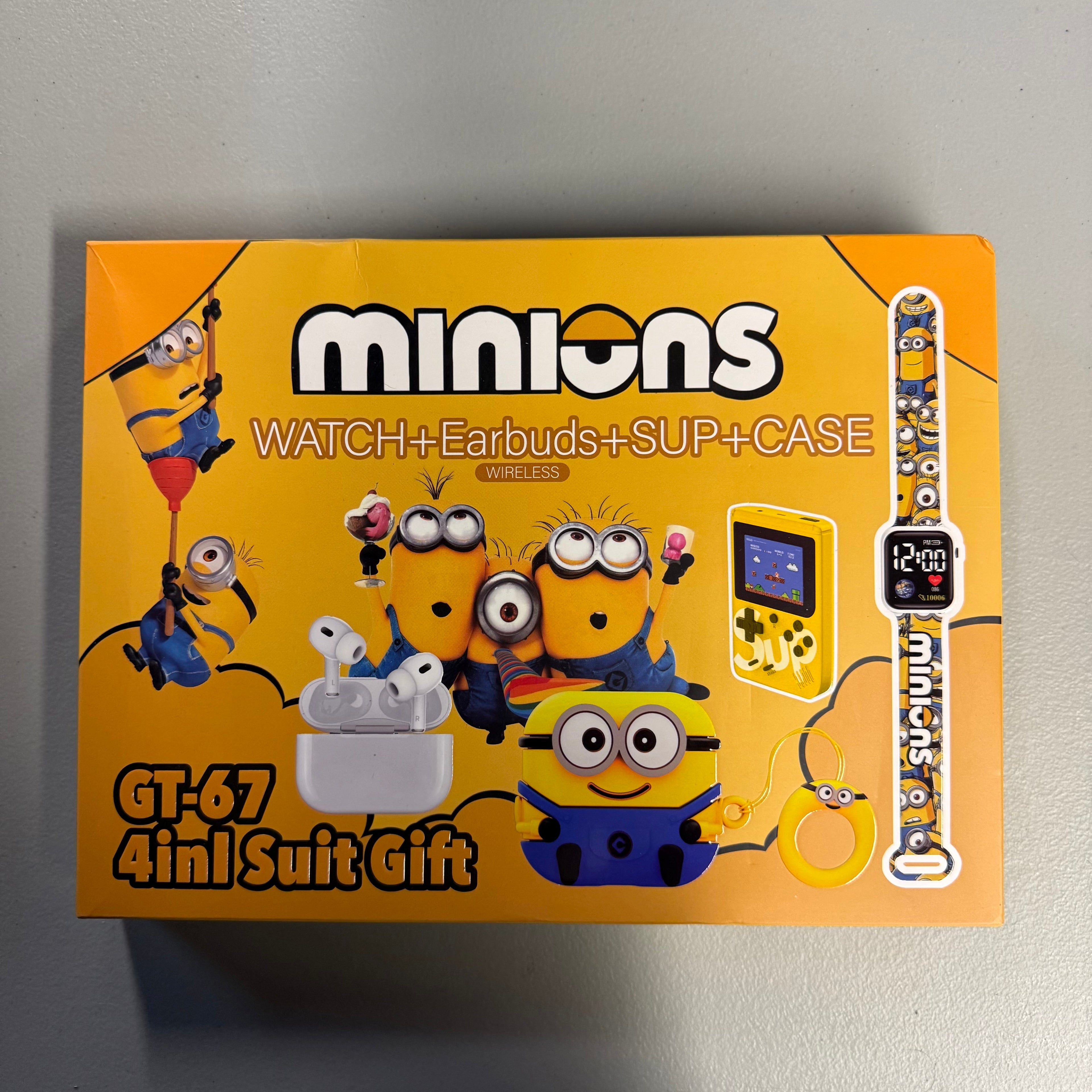 Minions 4-in-1 Gift Set - Watch, Earbuds, Game Console & Case GT-67 (Open Box, Like New)