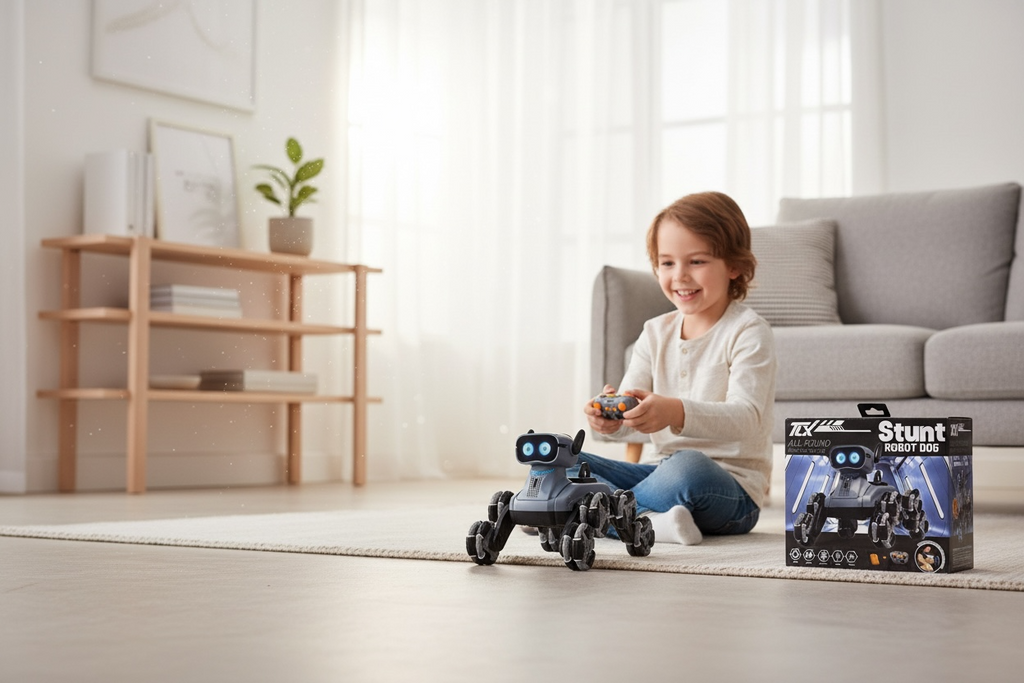 Stunt Robot Dog - RC All-Round with Music & Lighting (New, Sealed)