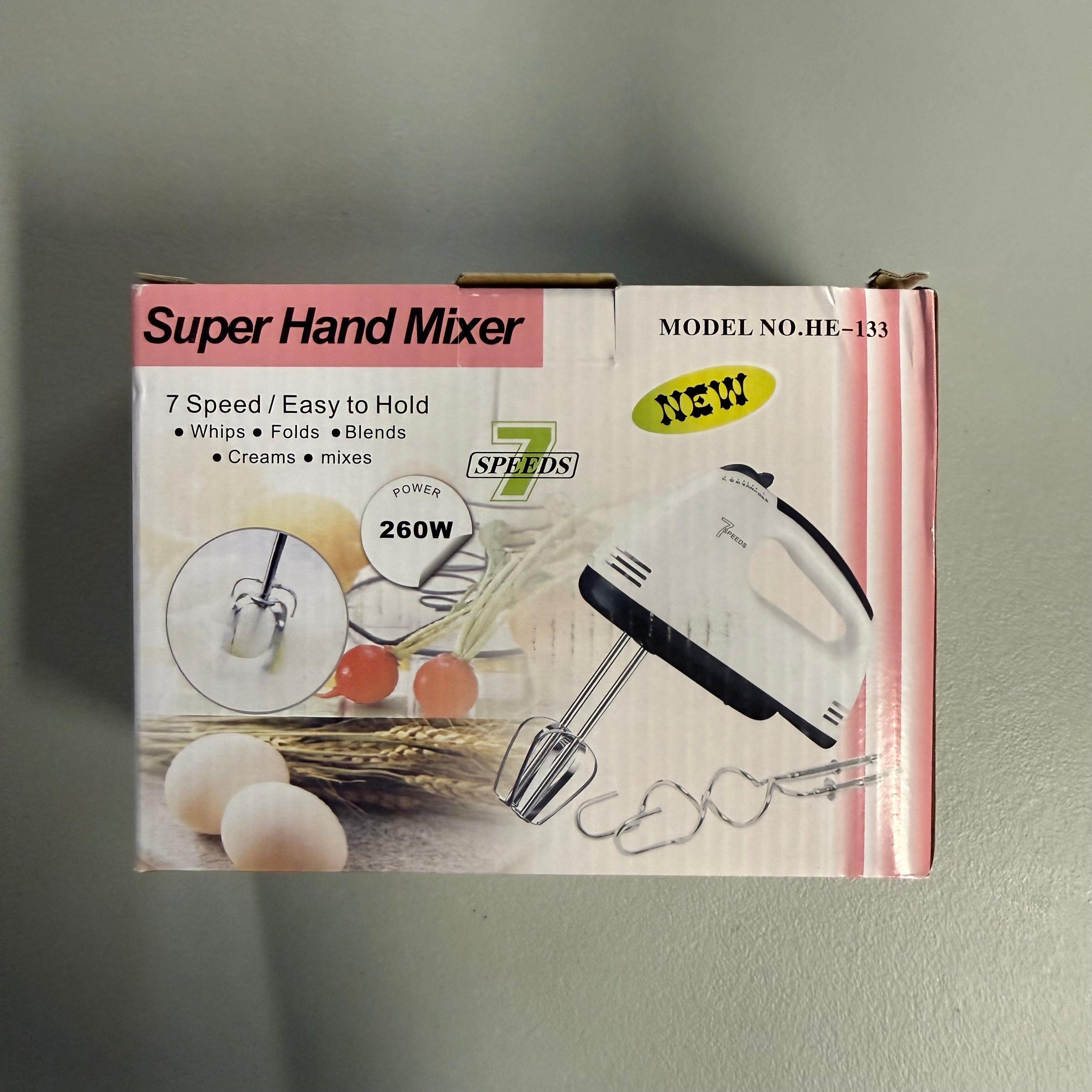 Super Hand Mixer - 7-Speed Electric Hand Mixer with 4 Attachments (Open Box, Like New)