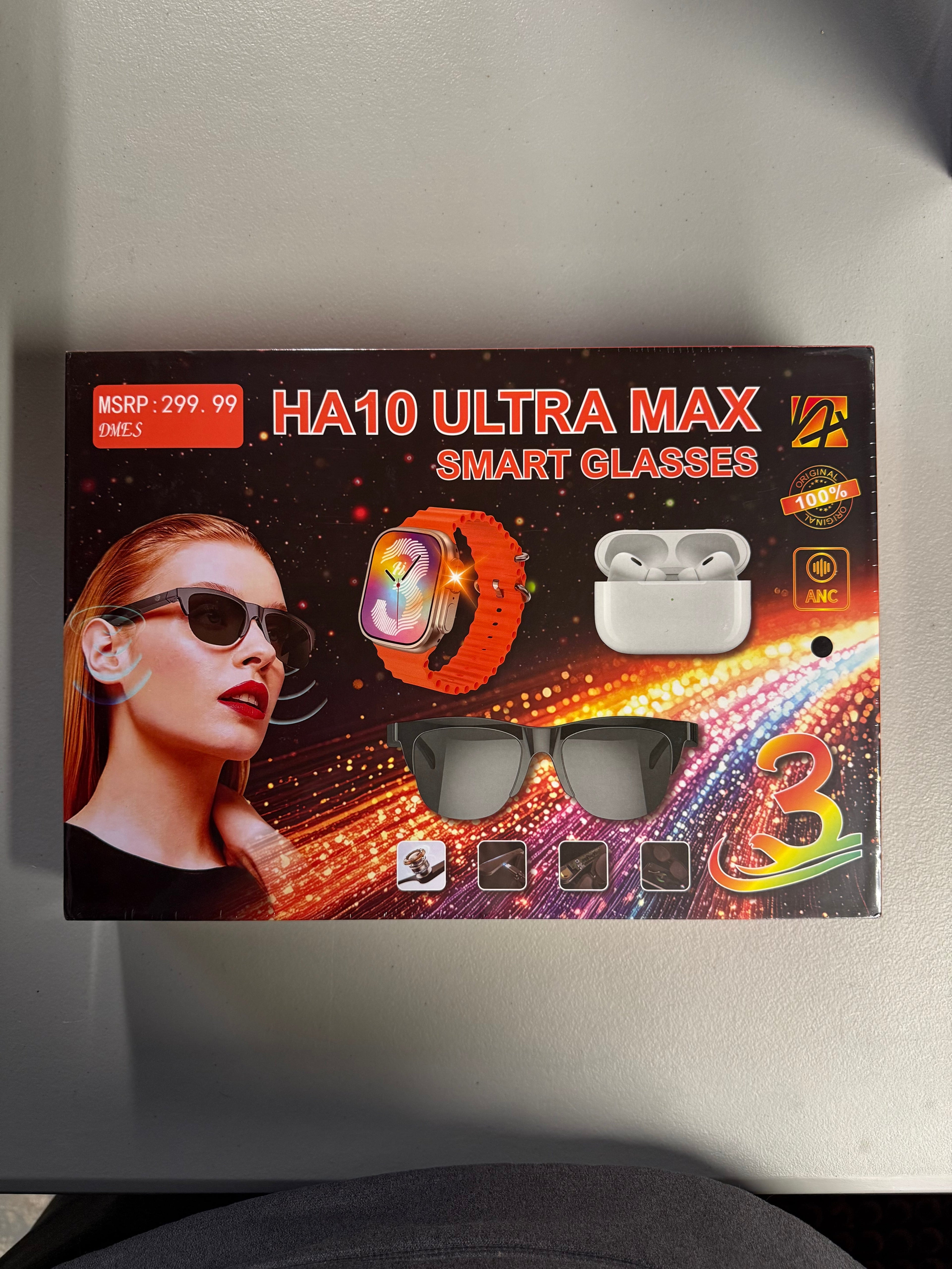 HA10 Ultra Max Smart Glasses with Wireless Headphones