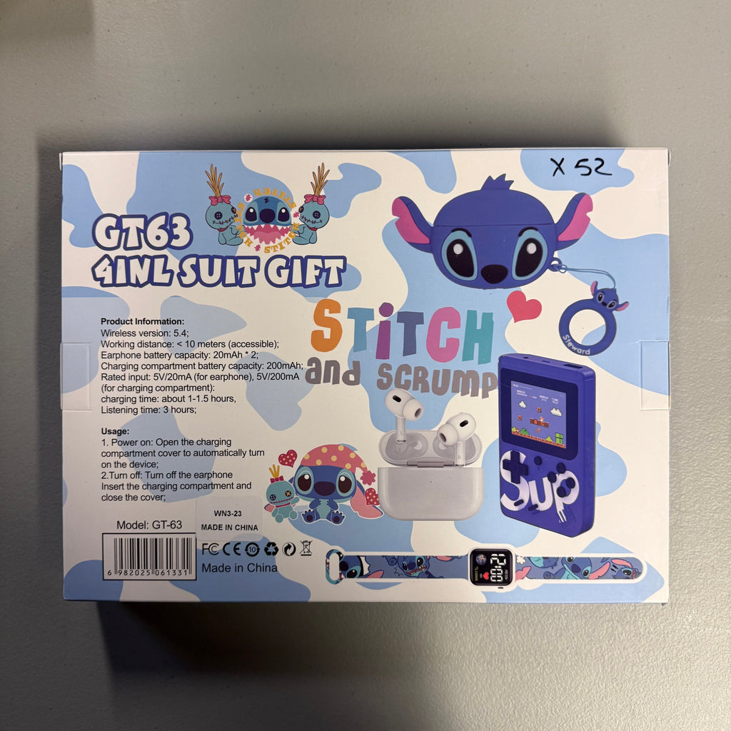 Stitch & Scrump 4-in-1 Gift Set - Watch, Earbuds, Game Console & Case GT-63 (Open Box, Like New)