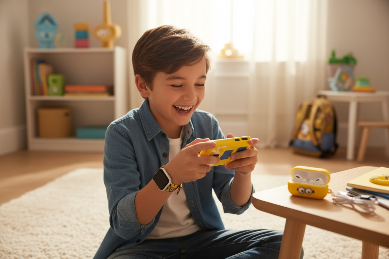 Minions 4-in-1 Gift Set - Watch, Earbuds, Game Console & Case GT-67 (Open Box, Like New)