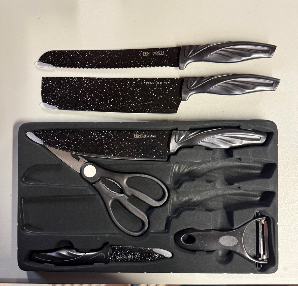Penthouse 6-Piece Marble Coating Knife Set - Open Box Like New