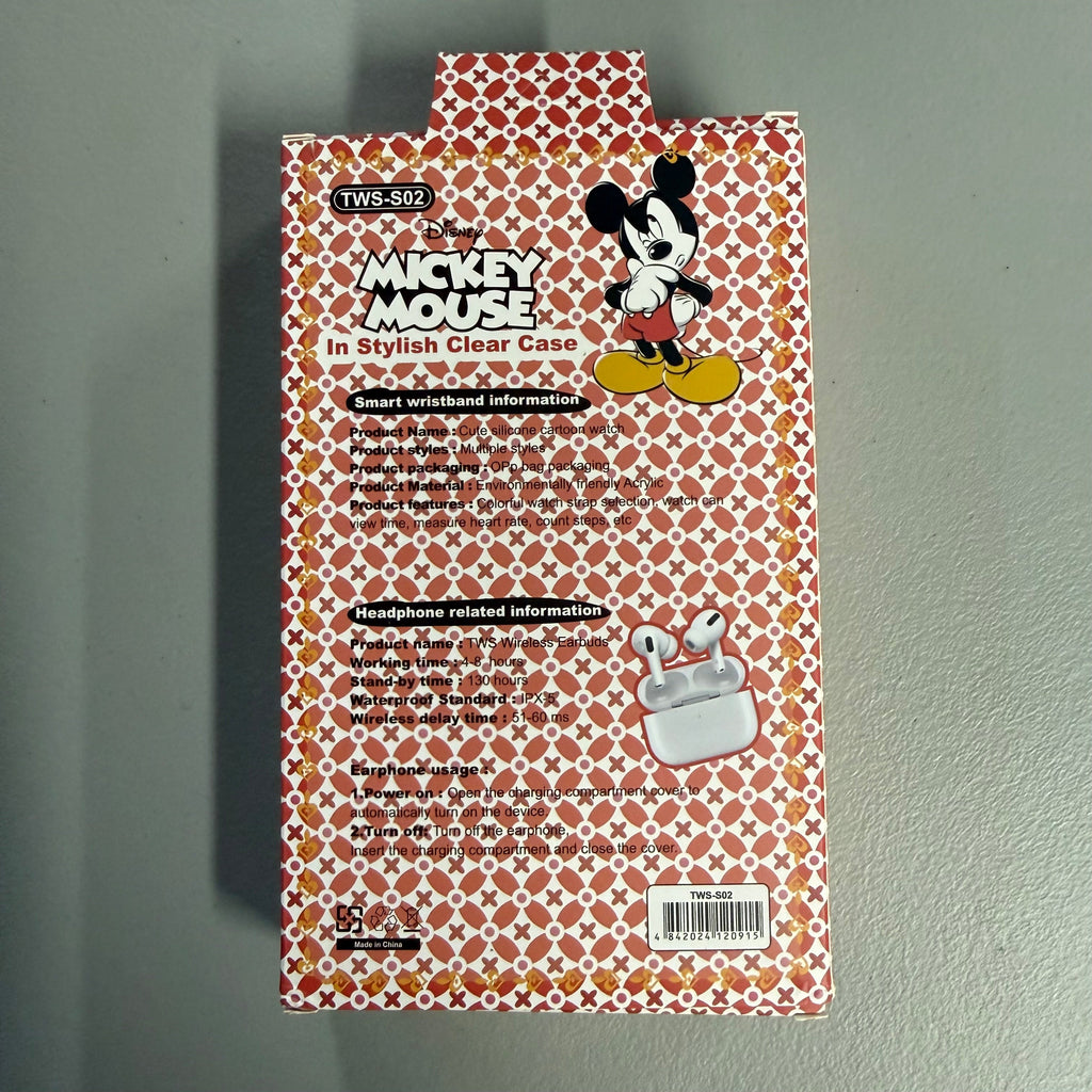 Disney Mickey Mouse Kids Smartwatch & TWS Wireless Earbuds Combo Set (New)