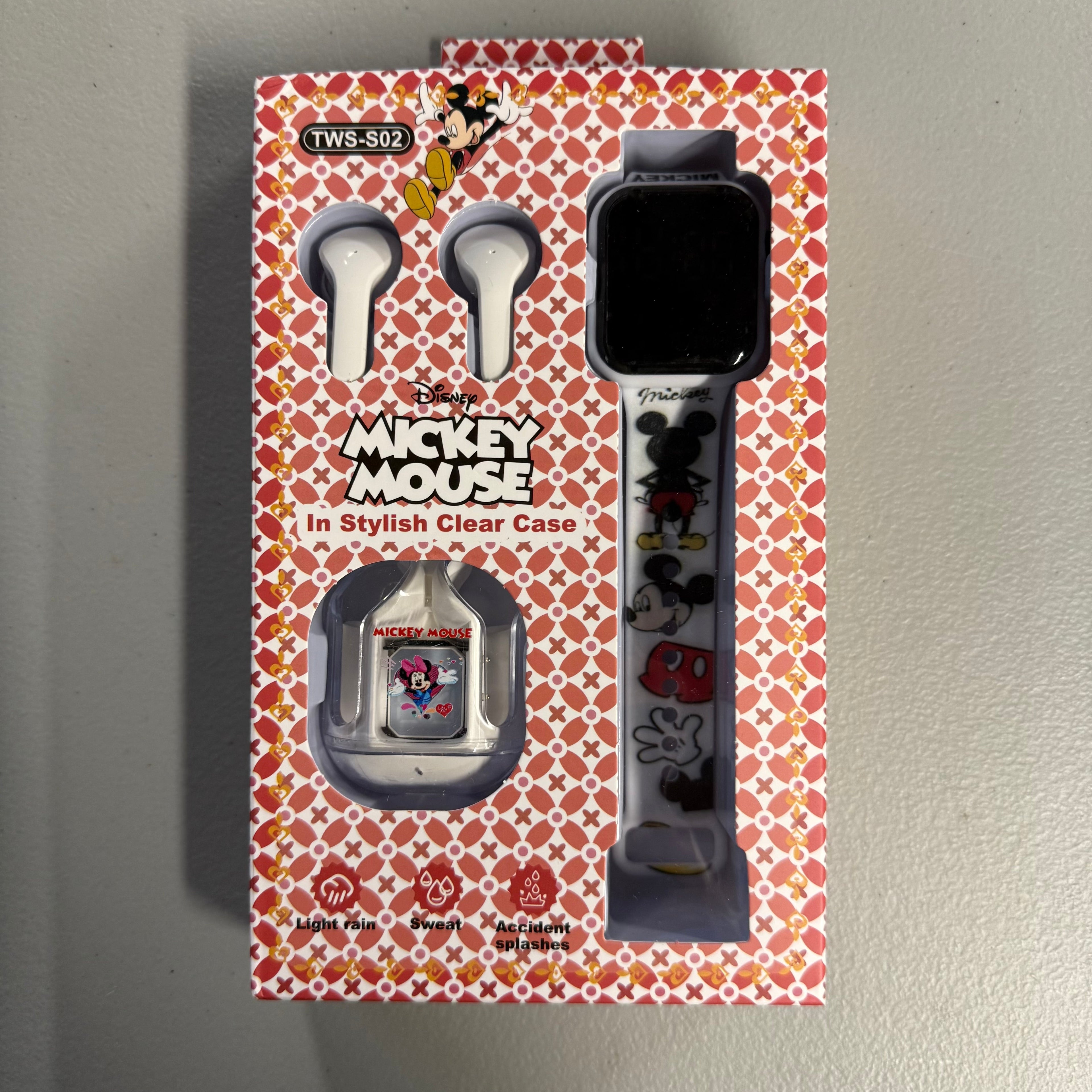 Disney Mickey Mouse Kids Smartwatch & TWS Wireless Earbuds Combo Set (New)