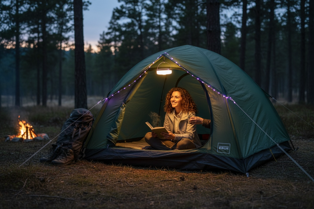 Multi-Function Camping Lamp with RGB Light String & Power Bank - HL-986 (Open Box, Like New)