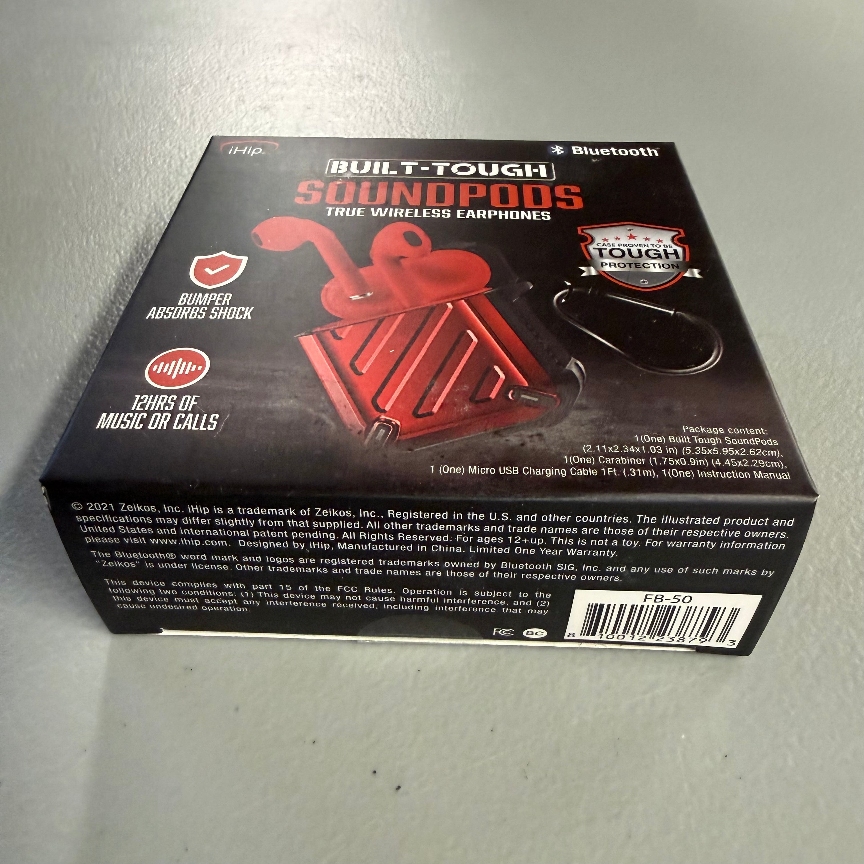 iHip Built-Tough Soundpods - True Wireless Bluetooth Earphones with Rugged Case (Brand New, Sealed)
