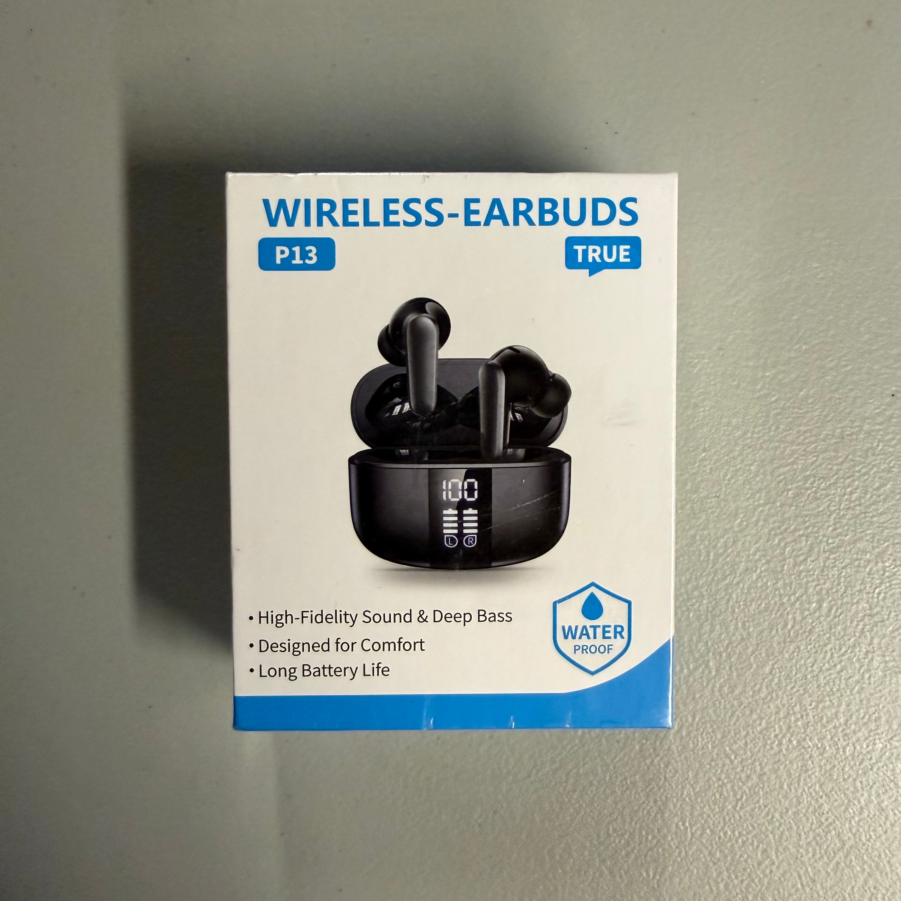P13 True Wireless Earbuds with LED Display - Waterproof Bluetooth Earphones (New)