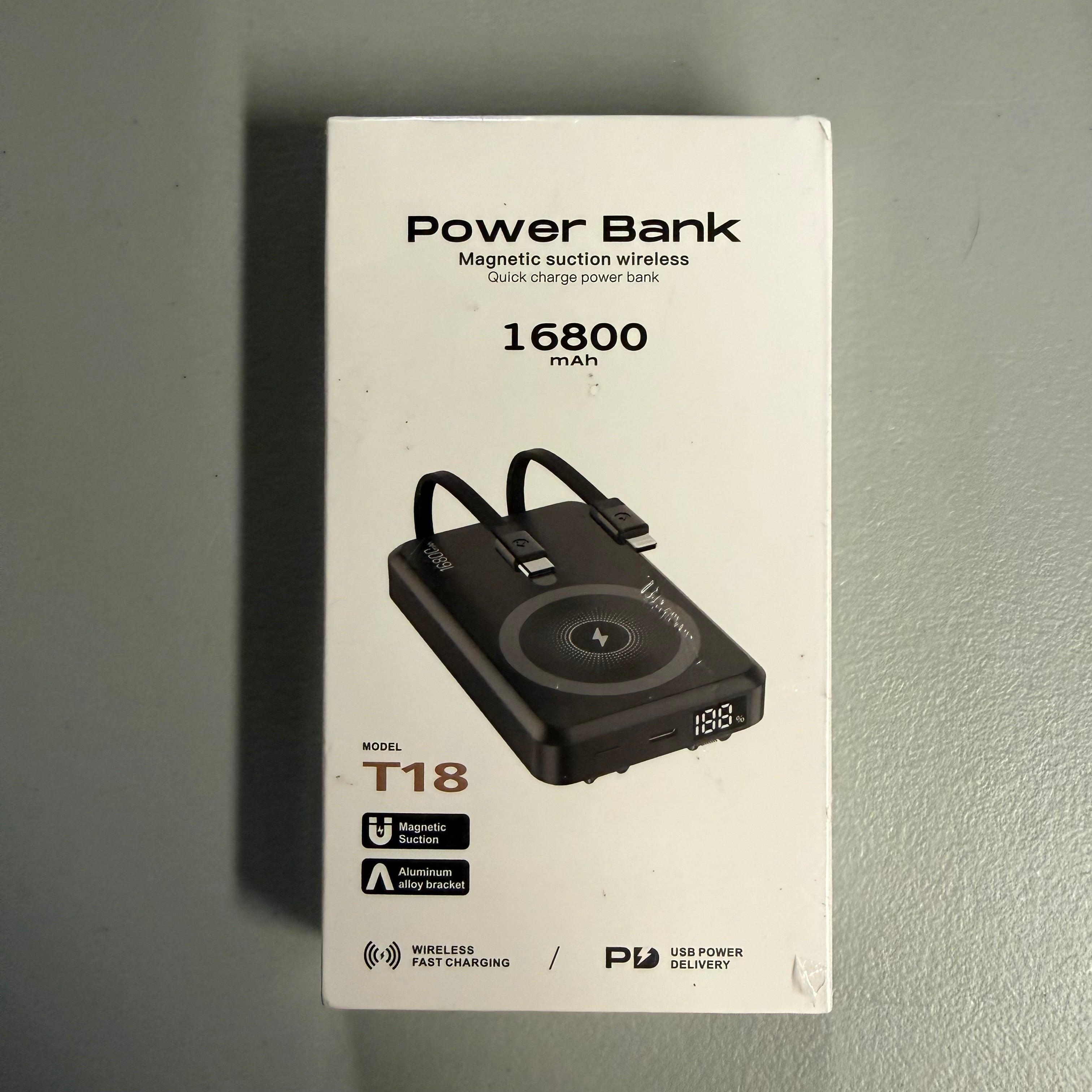 16800mAh Magnetic Wireless Power Bank - Fast Charge with LED Display (New, Sealed)