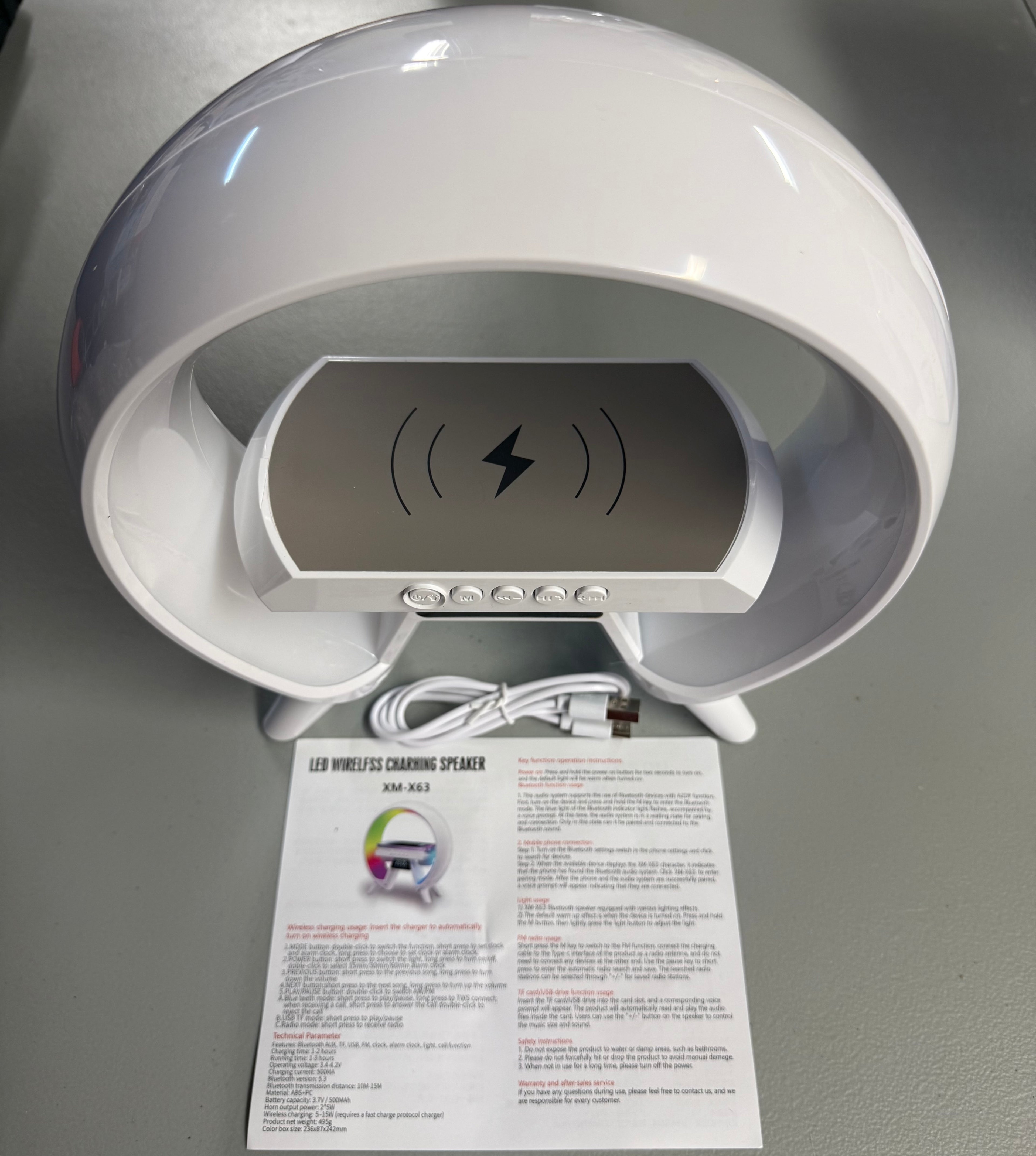LED Wireless Charging Speaker XM-X63 - Sunrise Alarm Clock (Open Box Like New)
