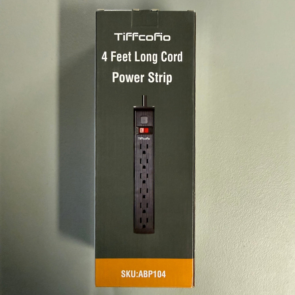 TiFFcoFio Power Strip - 6 Outlet Surge Protector with 4 Feet Cord (Brand New, Sealed)