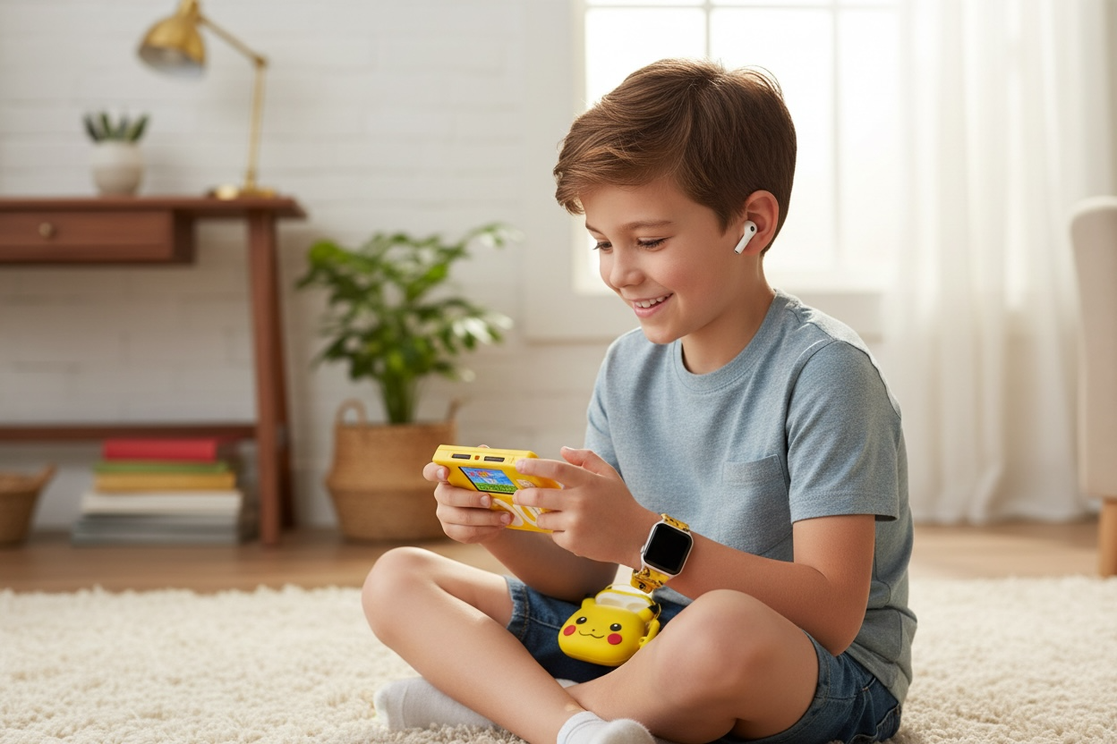 Pikachu GT-74 4-in-1 Gift Set - Smartwatch, Earbuds, Handheld Game & Case (Open Box)