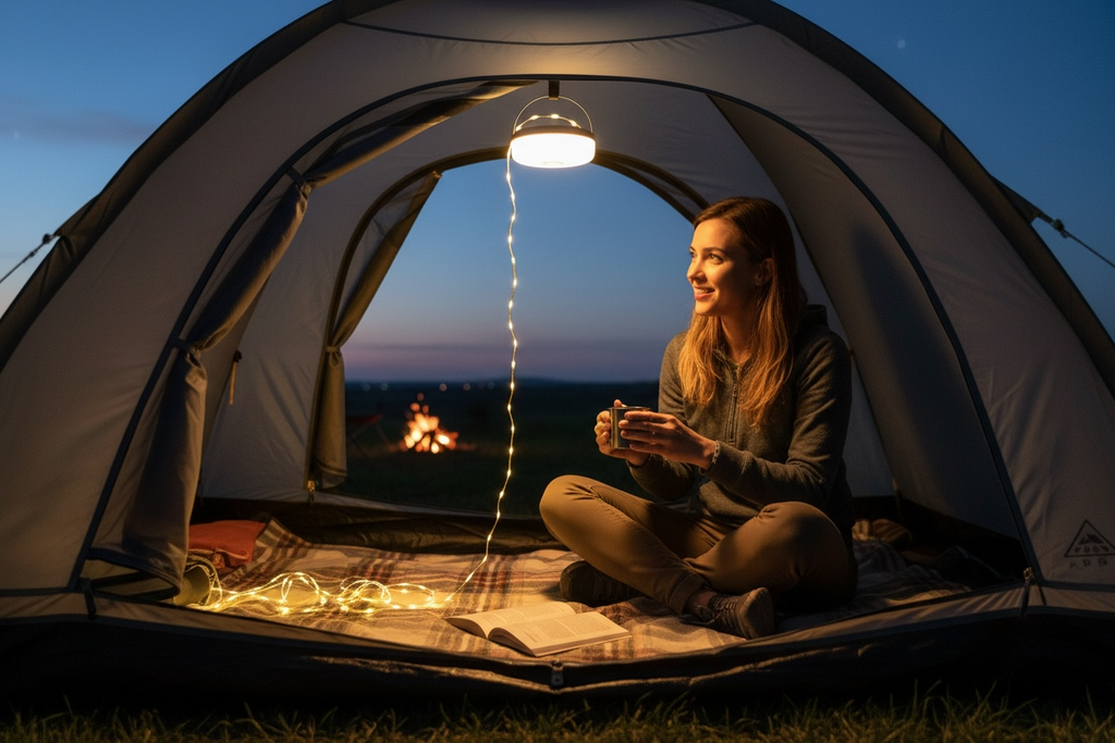 Multi-Function Camping Lamp with RGB Light String & Power Bank - HL-986 (Open Box, Like New)